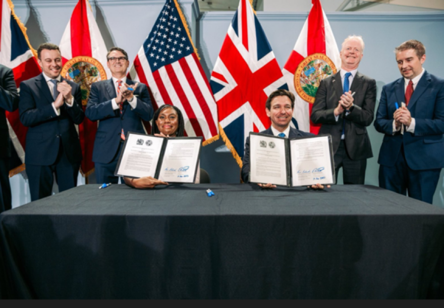 Governor Ron DeSantis with UK Secretary of State for Business and Trade Kemi Badenoch, MP.