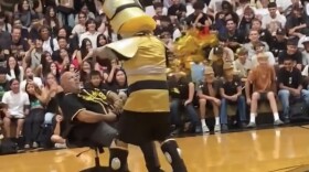 Screenshot of viral video at the school rally.