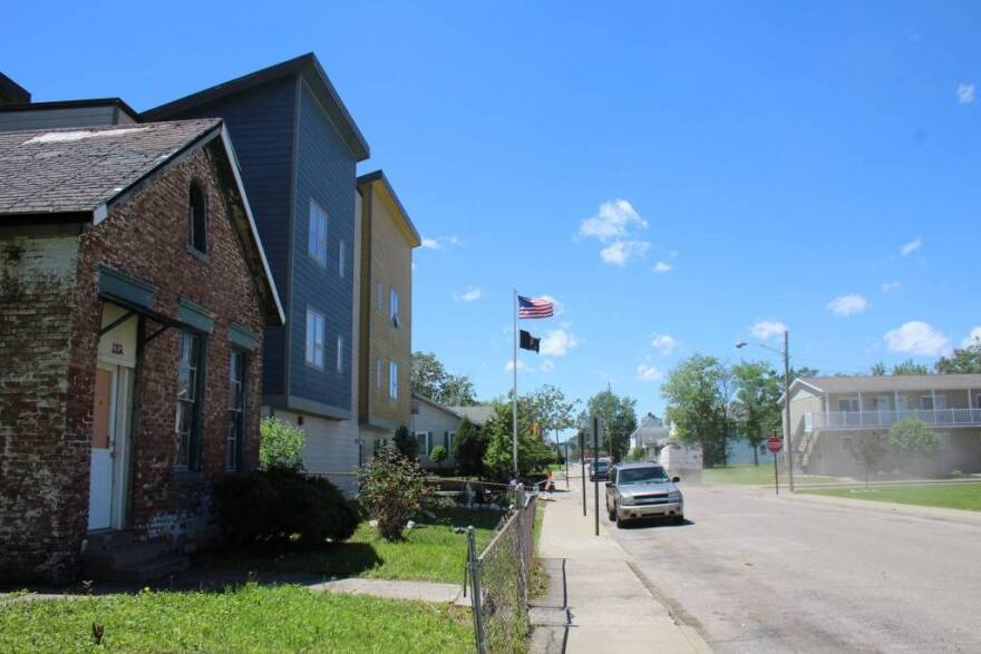 The Jacobsville neighborhood of Evansville is beginning to bounce back from decades of blight and a lengthy lead cleanup process. Here, new veterans' housing mingles with EPA-laid sod and lingering vacant homes.