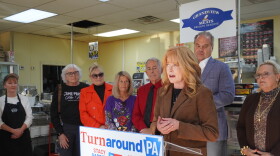 Stacy Garrity, the Republican candidate for Pennsylvania governor, made a campaign stop Friday in Altoona at Kepner’s Grandview Meats.