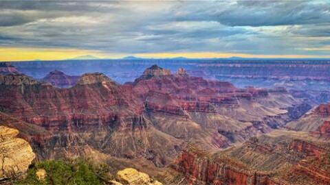 The North Rim of the Grand Canyon as seen from Bright Angel Point.