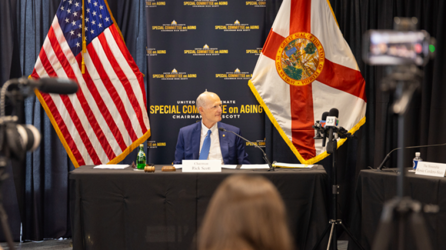 Sen. Rick Scott chairs field hearing on financial scams targeting senior citizens by thee U.S. Senate Special Committee on Aging in Doral on Thursday, August 7, 2025. Last year alone, scams cost Americans over age 60 more than $4.8 billion, said Scott.