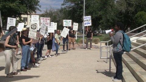 NMSU graduate students delivered an Intent to Bargain letter to university administration.