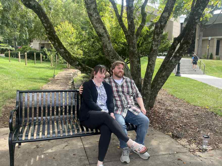 Ashley and Kyle Johnson survived Hurricane Helene in the house they bought together on the Nolichucky River.