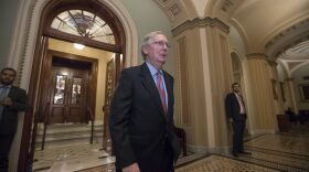 Senate Majority Leader Mitch McConnell (R-Ky.) leaves the Senate chamber on Capitol Hill in Washington, Thursday, July 27, 2017. (J. Scott Applewhite/AP)