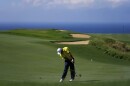FILE - Hideki Matsuyama, of Japan, hits on the 13th hole during the final round of The Sentry golf event, Jan. 5, 2025, at Kapalua Plantation Course in Kapalua, Hawaiʻi.