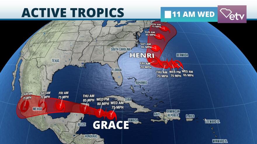 Forecast for Grace and Henri