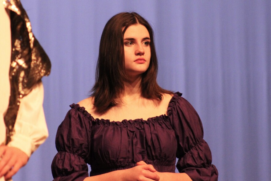 Shauna Koch plays Hermia in "A Midsummer Night's Dream" on Monday, Nov. 10, 2025 in Kenai, Alaska.