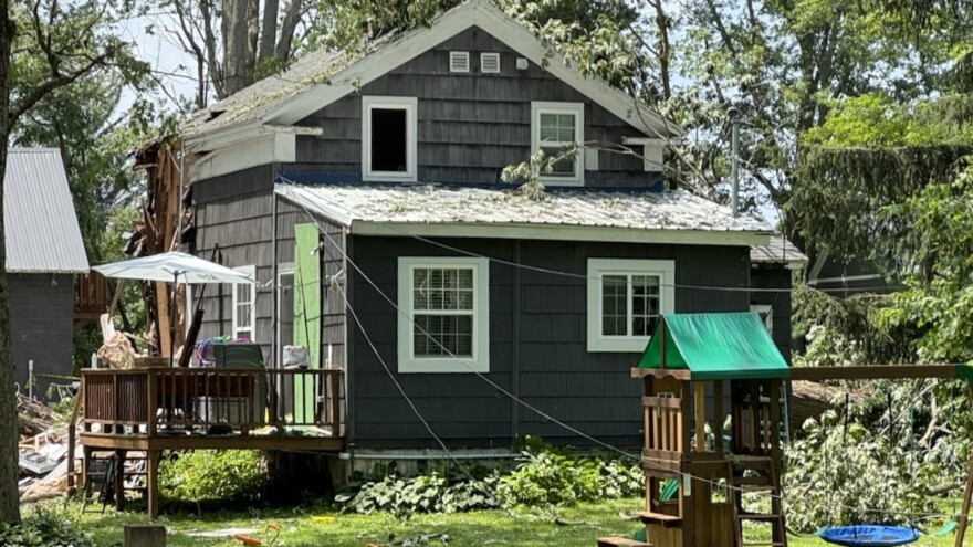 The home where 6 year-old twin sisters died during the storm in Clark Mills.