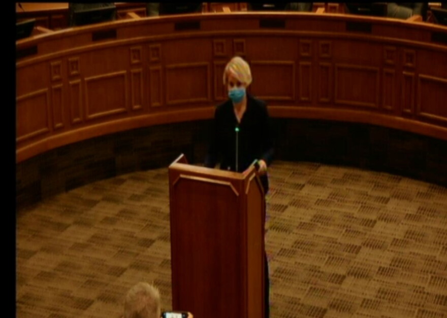 Michele Gabriel, Knox County Health Department Administrator, speaks at a press conference January 15, 2020.