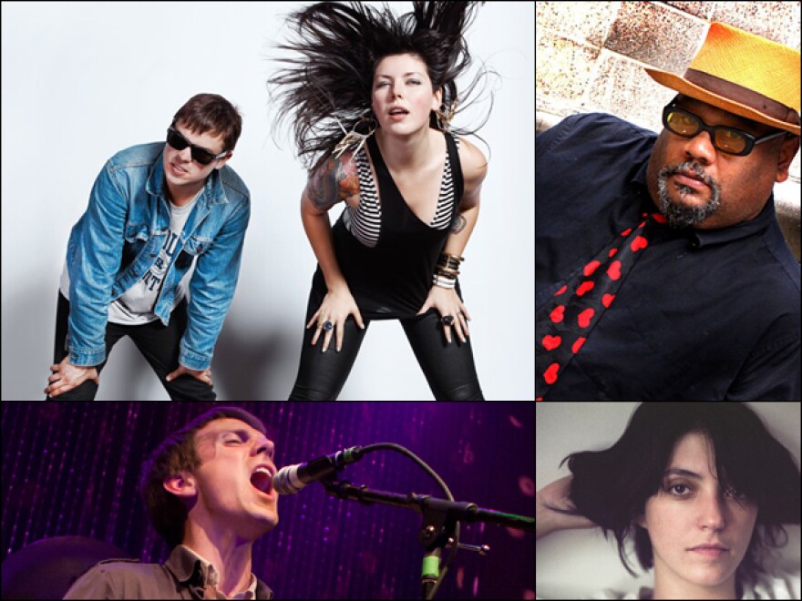 Clockwise from top left: Sleigh Bells, Stew, Sharon Van Etten, Jonathan Meiburg of Shearwater.