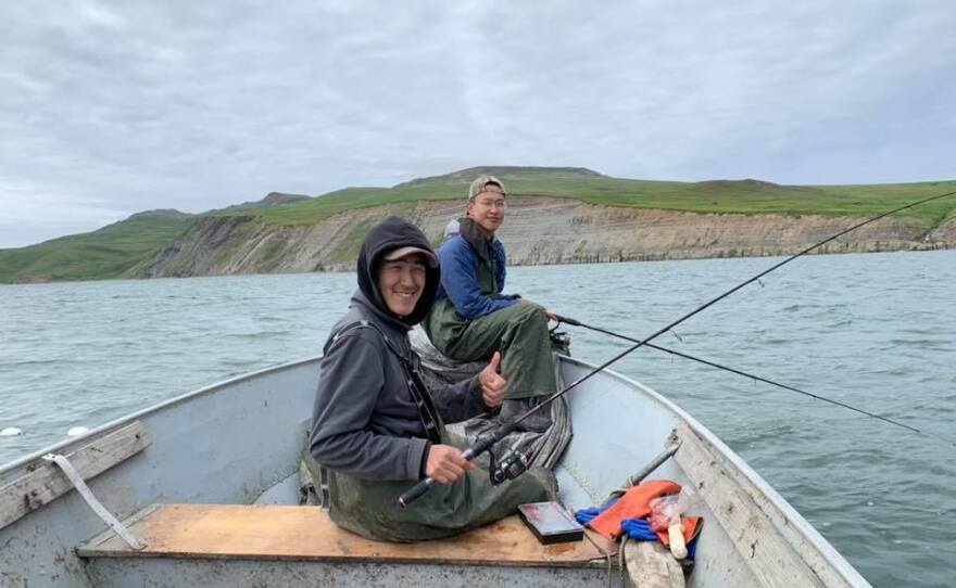 Ethan Lincoln, 17, fishes for king salmon and red salmon with his cousin Avery Tulik in Alaska's Kangirlvar Bay.