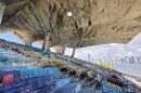 A concrete roof cantilevers over the Miami Marine Stadium on Tuesday, Aug. 11, 2026, in Miami.