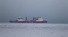 The Xue Long, a Chinese research vessel transits north through the U.S. Exclusive Economic Zone, an area up to about 200 nautical miles offshore where the U.S. has jurisdiction over natural resources on July 12, 2026