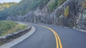 A newly reconstructed section of the Blue Ridge Parkway in Allegheny County, N.C. 