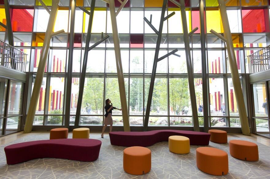 The lobby of the new Sandy Hook Elementary School.
