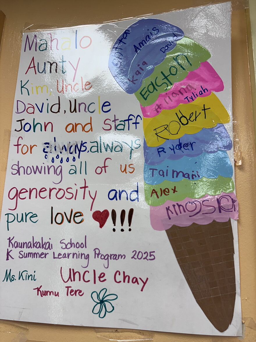 Thank you notes line the walls of Kamo'i Snack-N-Go. Kimberly Mikami Svetin said she has read a book called "Where Ice Cream Comes From" and shared scoops of free ice cream with hundreds of young students who have visited the shop on field trips.