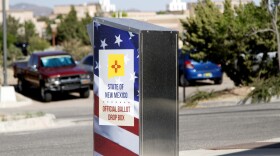 A ballot drop box awaits deposits at an early voting center in Santa Fe, N.M., on Wednesday, June 1, 2022. Absentee and early in-person voting were underway in advance of Election Day on June 7. Democrats are deciding between two candidates for attorney general to compete in an open race in November. Five Republican candidates are pursuing the nomination for governor to take on incumbent Democratic Gov. Michelle Lujan Grisham in the November general election. (AP Photo/Morgan Lee)