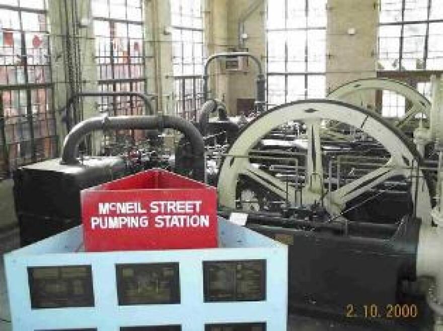 At the heart of the 1921 pump house are two crank-and-flywheel high service engines.