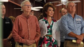 Republican Senate Minority Leader Mitch McConnell and his wife Elaine Chao at Fancy Farm.