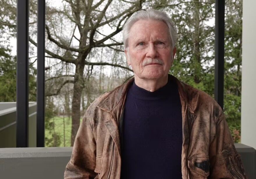 Former Democratic Gov. John Kitzhaber, who oversaw the creation of the Oregon Health Plan and the state's Coordinated Care model, pictured on March 14, 2025 at OPB, before his appearance on "Think Out Loud."