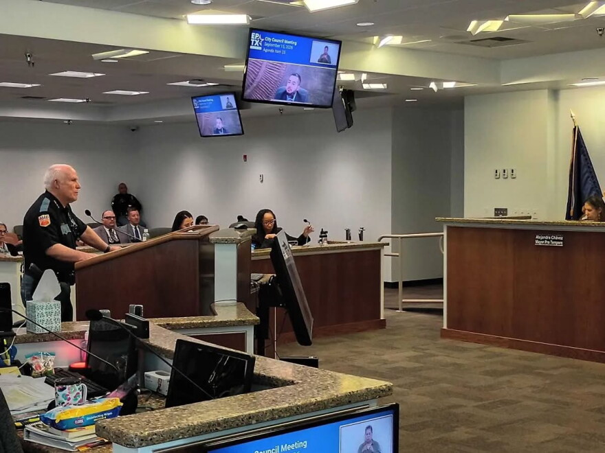El Paso Police Chief Peter Pacillas addresses City Council Sept. 15, 2026.