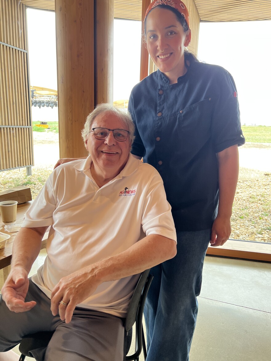 Chef Candace Stock with her grandfather, former Fargo TV morning anchorman and meteorologist, Mick Kjar.