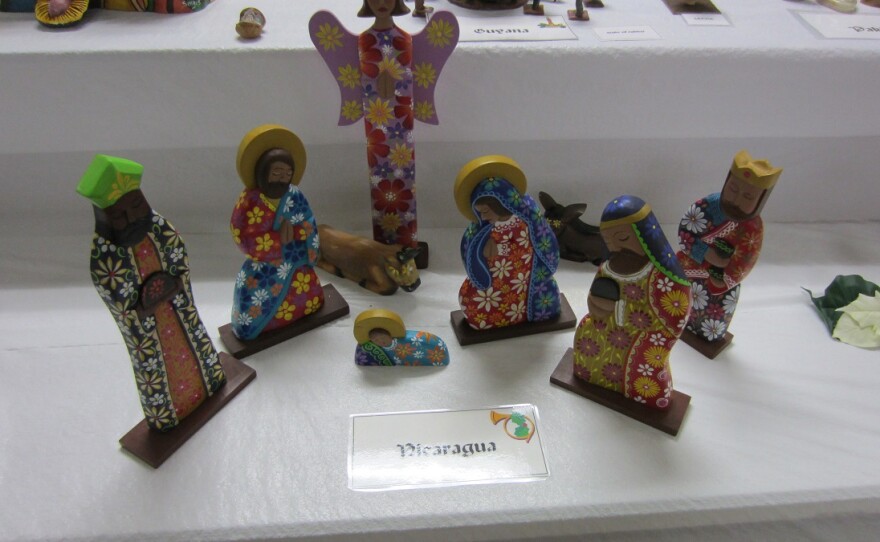 More than 300 Nativity scenes, made up of a wide variety of materials and themes and hailing from more than 60 countries, are now on display at Our Lady of Fatima Shrine in Lewiston. This one was made in Nicaragua.