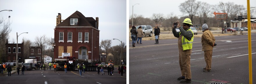 Onlookers, workers and officers all documented the move on Feb. 26, 2017.