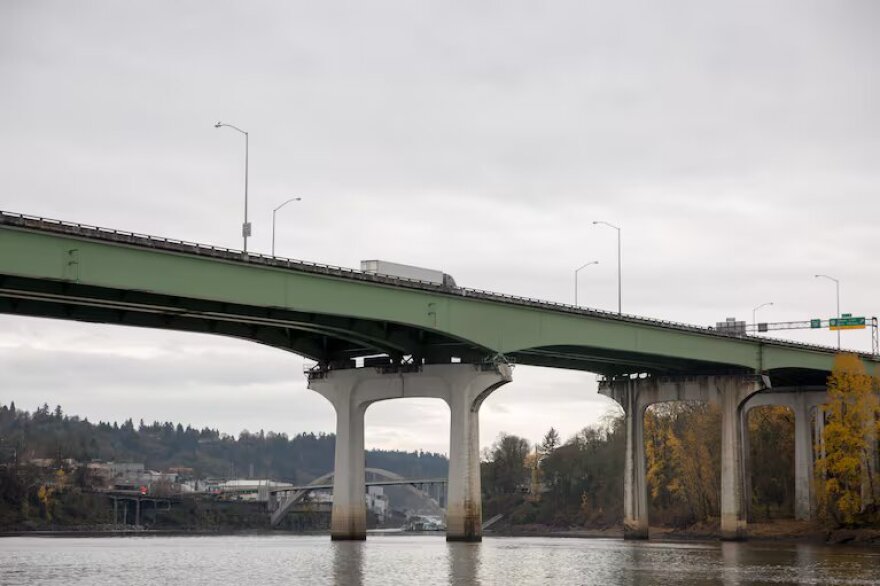 Seismic upgrades on the Interstate 205 Abernethy Bridge, pictured here in 2018, are among projects that Oregon officials have planned to fund with tolls.