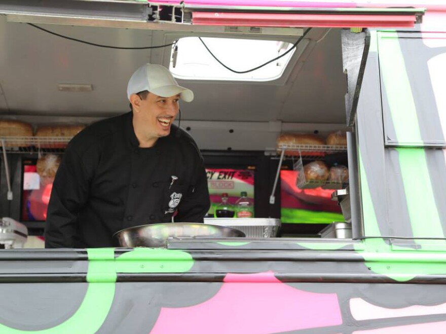 MagicalButter Executive Chef Joey Galeano works in the food truck.
