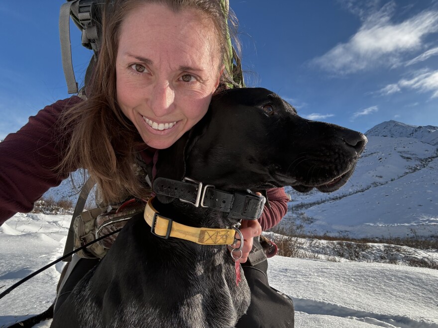 Lori Price and her three-year-old German Shorthaired Pointer, Chaos.