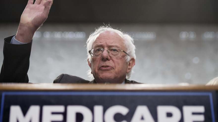 Sen. Bernie Sanders, I-Vt., discusses his "Medicare for All" legislation on Capitol Hill on Wednesday.