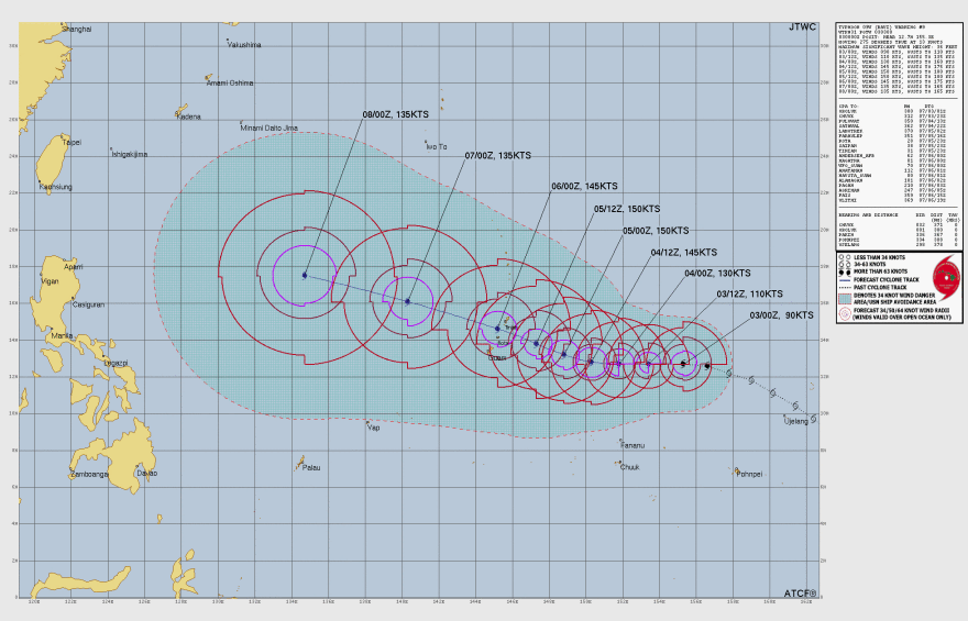 Typhoon Bavi outlook on July 3, 2026.