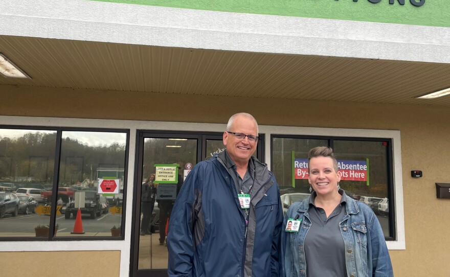 Jackson County Board of Election Member Ron Mau and Director Amanda Allen.