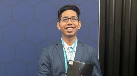 Vallejos at the Society of Hispanic Professional Engineers conference in 2023. 