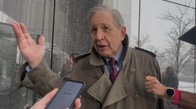 Attorney Gene Schaerr representing the plaintiffs in the federal case seeking to overturn Utah’s court-ordered congressional map speaks to reporters outside the Orrin G. Hatch U.S. District Courthouse in Salt Lake City on Feb. 18, 2026