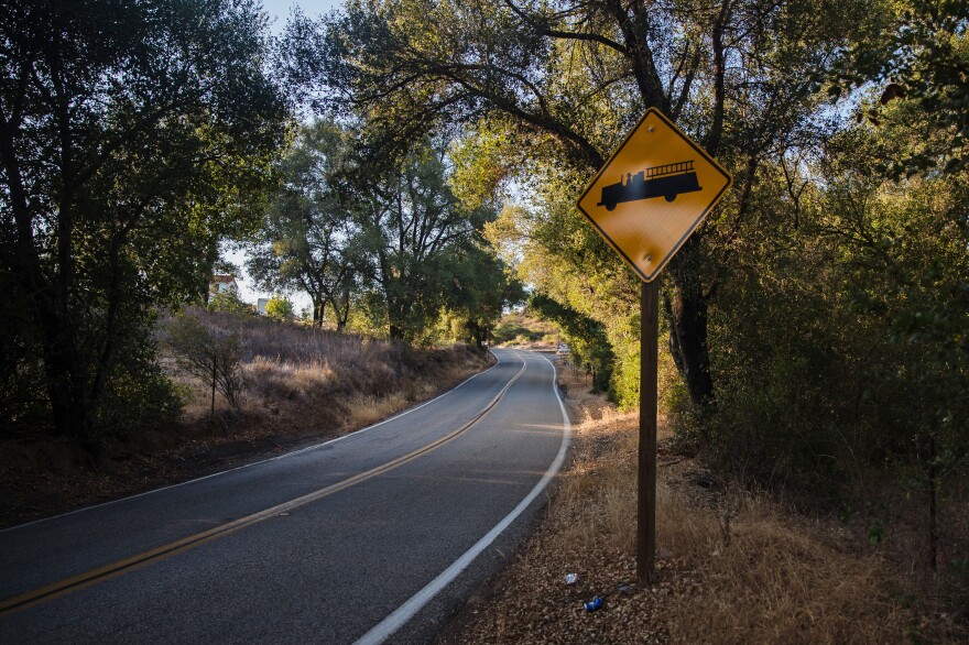 A fire station warning sign in Fallbrook, Calif. A Cal/OSHA inspection report named heat as a contributing factor in Raymond Araujo's death while he was training as a firefighter for Cal Fire. But his death was ultimately deemed an accident. <em></em>