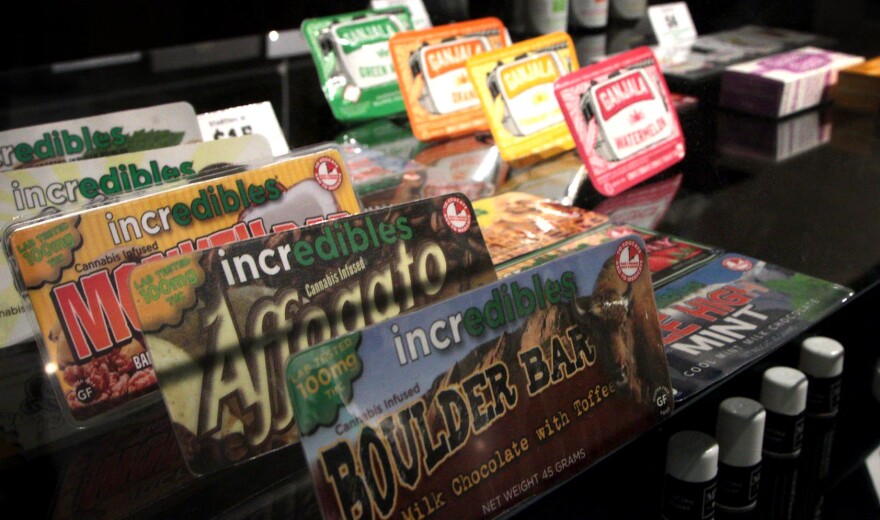 THC-infused chocolates for sale at Native Roots Dispensary in downtown Denver. (Dean Russell/Here & Now)