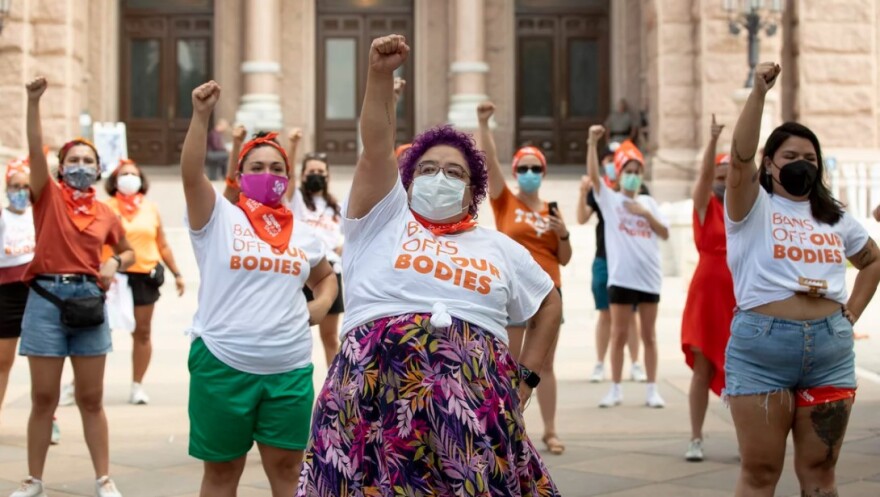 Demonstrators in Austin protest on Sept. 1 against the Texas law that blocks abortions about six weeks into gestation.