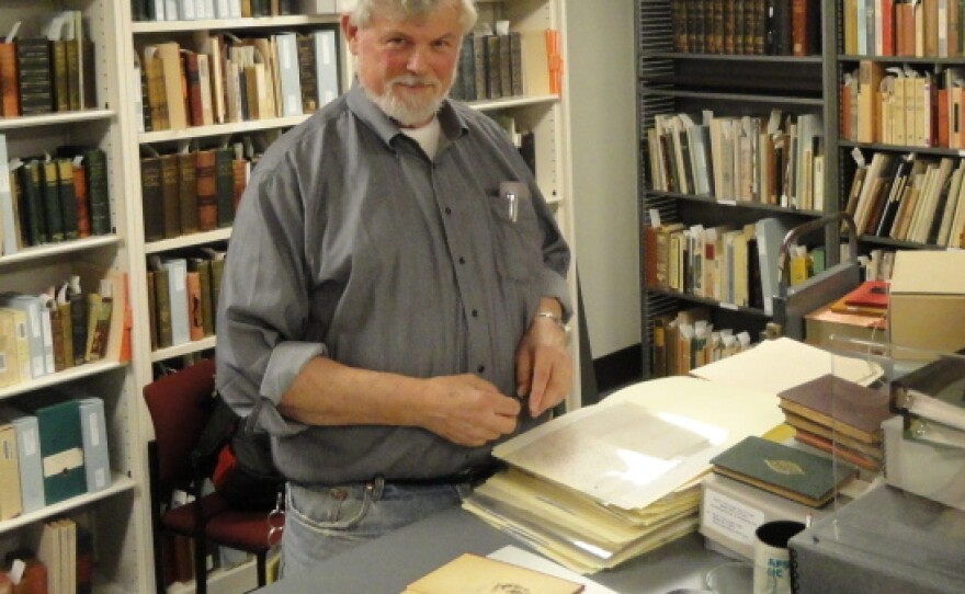 Historian Robert Hirst inside the Mark Twain archive.