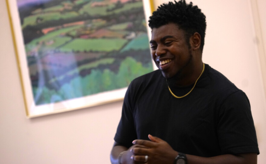 Lacroy Nixon smiles while leading a workshop at Phoebus' American Theatre in Hampton.