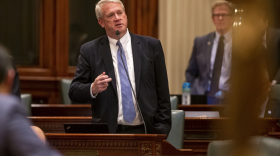 Then-House Republican leader Jim Durkin, R-Western Springs, gives his closing remarks on the floor of the Illinois House of Representatives on the last day of session at the Illinois State Capitol in Springfield June 1, 2021. 