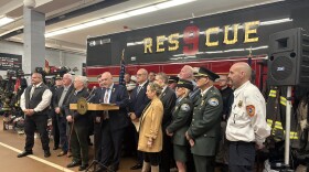 Suffolk county lawmakers and first responders gathered Feb. 20 at the Commack fire house to urge residents to become volunteer firefighters