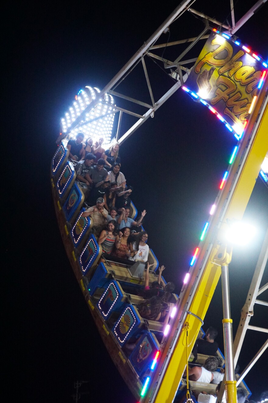 Fair-goers waited in long lines for Pharaoh’s Fury, one of the event's most thrilling rides.