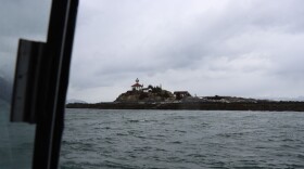 Eldred Rock Lighthouse, as seen from a boat full of volunteers on May 17, 2026.