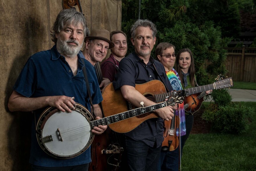 From left: Béla Fleck, Mark Schatz, Justin Moses, Bryan Sutton, Michael Cleveland (who's on the next leg of the tour), Sierra Hull