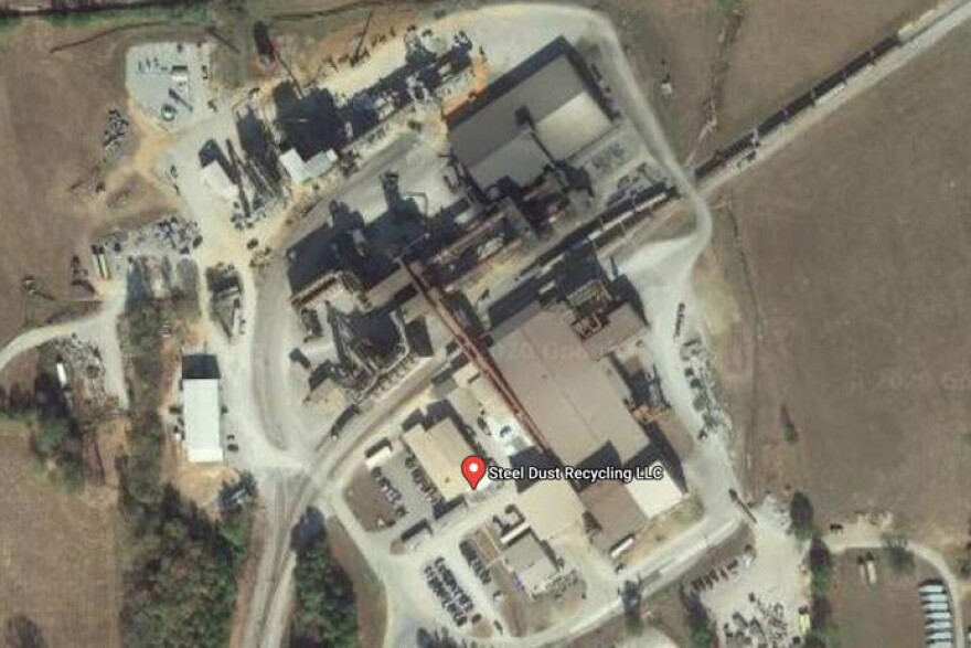 An aerial of a similar facility called Steel Dust Recycling in Millport, Alabama.