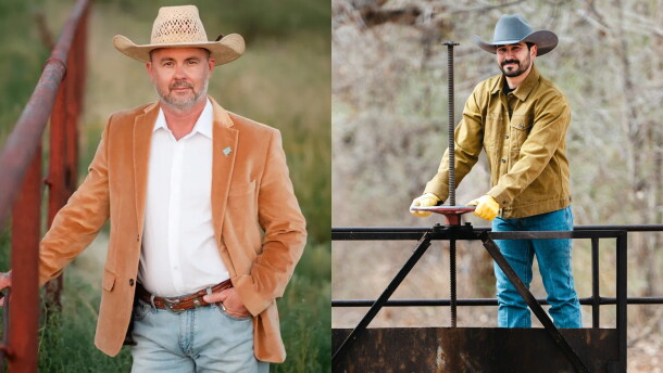Democratic candidate Juan Sanchez III (left) and Republican candidate Michael Perry (right) are vying to become the next state land commissioner. Early voting begins Oct. 6 at county clerk offices statewide.