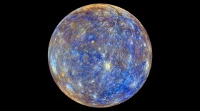 You're standing at the equator on Mercury just before sunrise. We'd better put you in a protective shelter, because it's mighty cold--something around three hundred degrees below zero, Fahrenheit.
